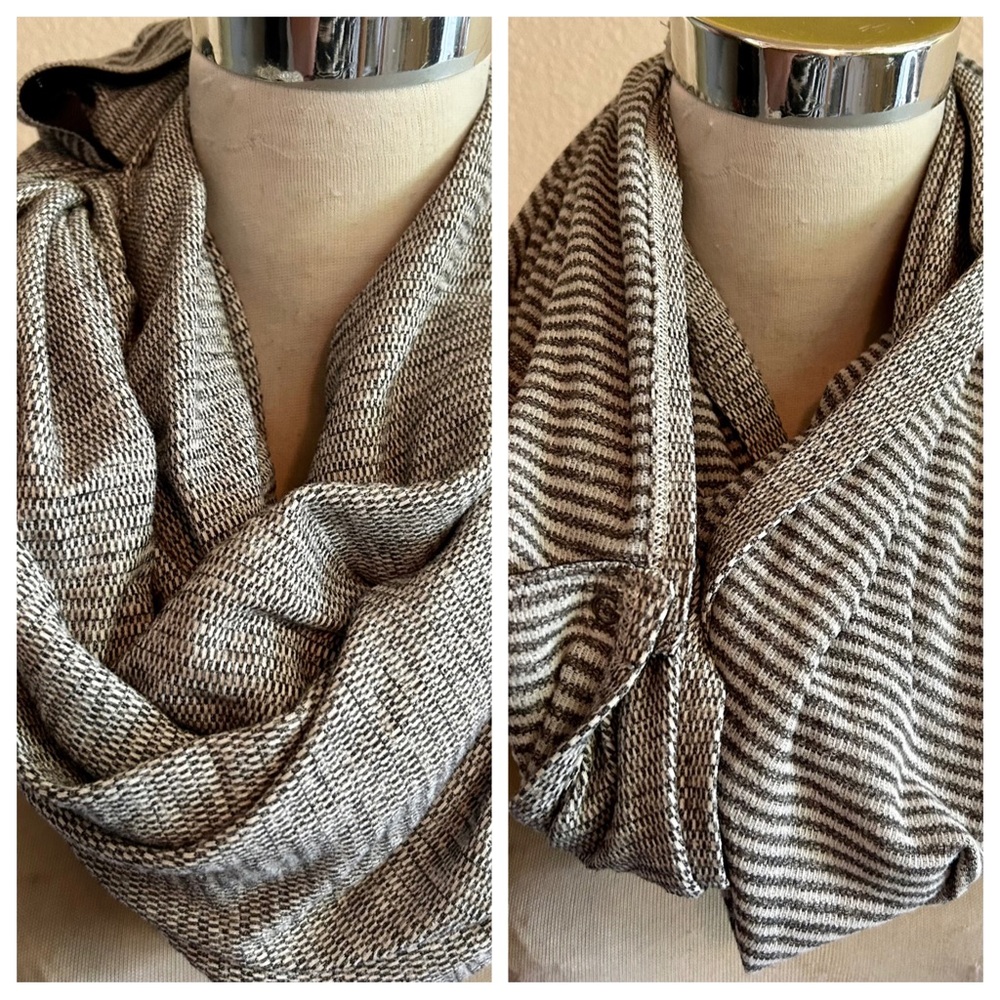 Lululemon scarf black gray print wear as an infinity style or unsnapped and long